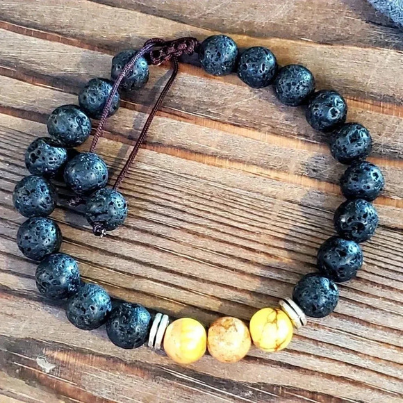 Handcrafted Chakra Bracelet Yellow Aqua Terra Jasp - Picture 7 of 8